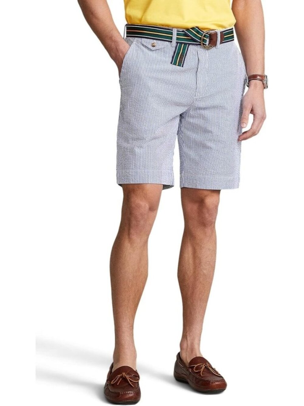Polo Ralph Lauren Stretch Classic Fit Seersucker Shorts Blue Stripe ( 40 )